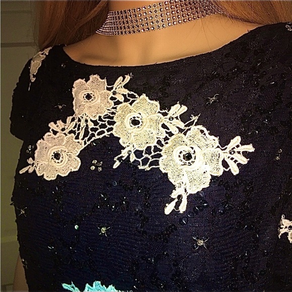 ST JOHN Cocktail dress & matching jacket glass beads, lace, sequins - Picture 10 of 10